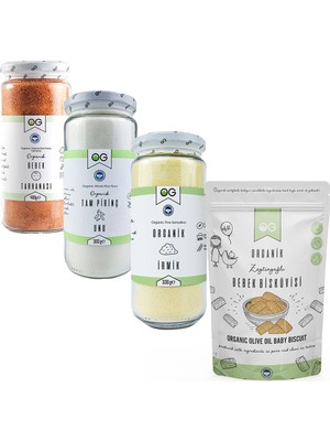 OG natural Organik Bebek Ek Gıda Seti 300+400+300 gr 6 Ay Üstü İçerik: Tarhana, İrmik, Pirinç Unu