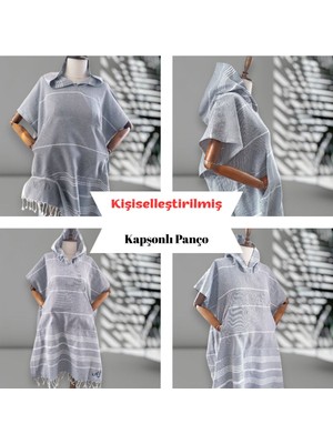 Kişiye Özel Baskılı Kapüşonlu Plaj Pançosu | Isim Yazılı Pamuklu Havlu Poncho |unisex Peştamal Kumaş