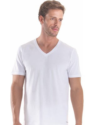 Blackspade Erkek Fanila 2'li Paket V Yaka Loose Fit 9639 - Beyaz