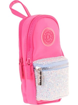 Kaukko Çanta Şekilli Kız Çocuk Üç Bölmeli Kalemlik - Pembe - Taşlı - K2722