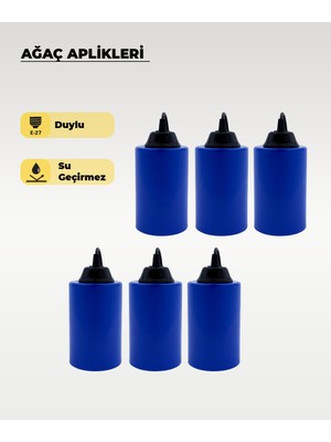 AC Aydınlatma Mavi Silindir Ağaç Feneri - 6 Adet