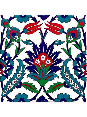 Armada Çini 20x20 Cm Ac 19 Laleli Desen Osmanlı Çini Seramik Karo