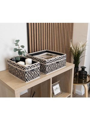 Kapısı 2 Li Çekmece Düzenleyici Organizer Dekoratif Sepet Hurç (Bohe 2 Li Çekmece Düzenleyici)