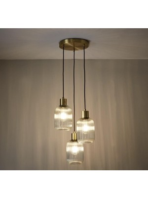 Mylights Rustik  Üçlü Şeffaf Cam Rustik Vintage Avize 3lü salon avize yatak odası oturma odası otel kafe aydınlatma modern mimari