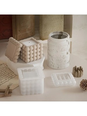 Kare Kapaklı Bubble Mum Kutusu Silikon Kalıp (S825)