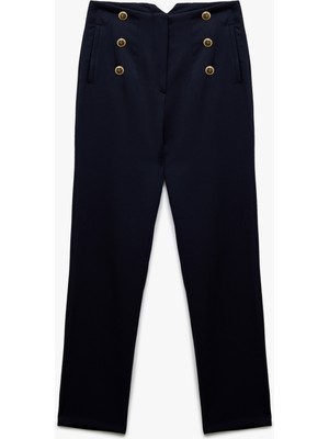 Koton Slim Fit Düğmeli Yüksek Bel Cigarette Kumaş Pantolon