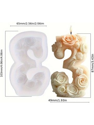 Çiçekli 3 Numara Mum Silikon Kalıp (S890)