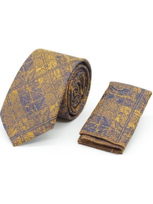 Sarı Desenli 6 cm Kravat