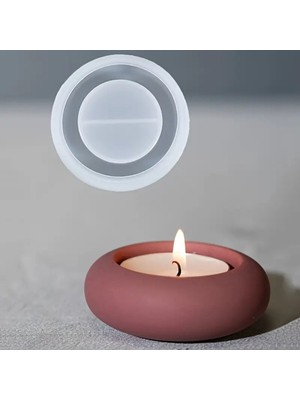 Anka Hobi Market Yuvarlak Mum Tutucu Silikon Kalıp Şık Tasarım Beyaz Renk Elde Yıkanabilir