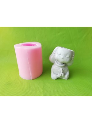 Yaprak Tutan Kız Saksı Silikon Kalıp