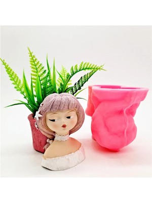 Kız Sukulent Saksı  Silikon Kalıp (No:01) (S697)