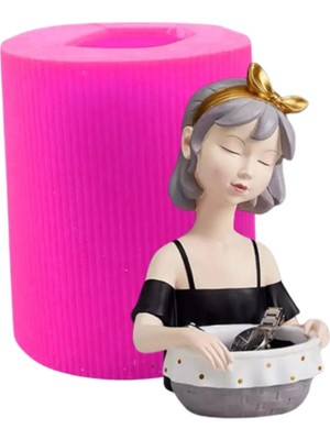 Büyük Sepetli Kız Silikon Kalıp (S243)