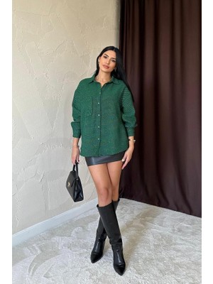 Modavera Yeşil Işıltılı Gömlek