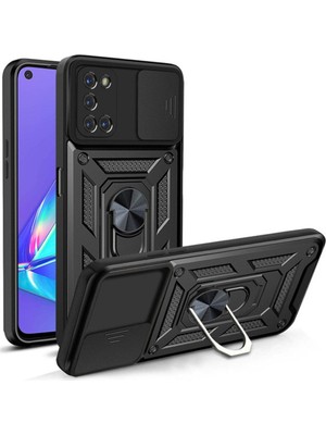 Fibaks Oppo A55 4g Kılıf Kamera Korumalı Sürgülü Yüzüklü Armor Military Tank Koruyucu Kapak
