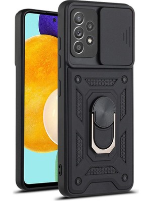 Fibaks Samsung Galaxy A73 5G Kılıf Kamera Korumalı Sürgülü Yüzüklü Armor Military Tank Koruyucu Kapak