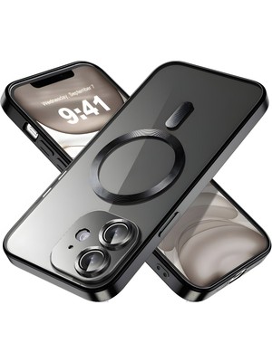 Fibaks Apple iPhone 11 Kılıf Kamera Lens Korumalı Magsafe Şarj Kilifi Şeffaf Renkli Yumuşak Kapak