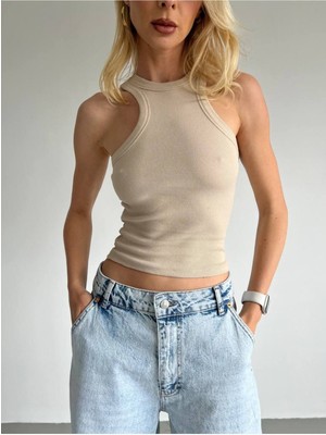 Oval Kesim Crop Atlet Kaşkorse