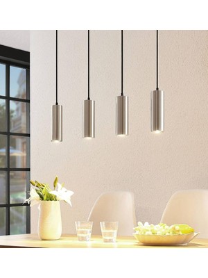 Mylights 100CM Masa Üstü GU10 Osram veya Panasonic marka tasarruflu LED ampul dörtlü 4 lü sarkıt inox kaplama( 2700 k 3000k 4000k 6500k beyaz günışığı ve sarı renk ampul)