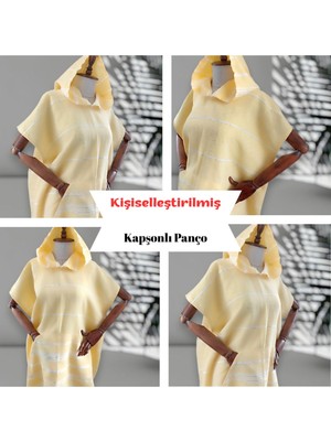 Kişiye Özel Baskılı Kapüşonlu Plaj Pançosu | Isim Yazılı Pamuklu Havlu Poncho |unisex Peştamal Kumaş
