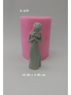 Çiçekli Kız Obje Silikon Kalıp