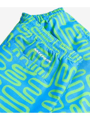 Skechers M 5 Inch Allover Print Swimshort Erkek Mavi Deniz Şortu S241113-400