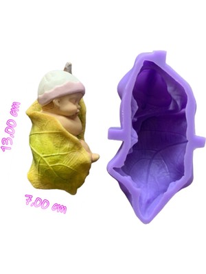 Yapraklı Uyuyan Bebek No: 2 Silikon Kalıp (S666)