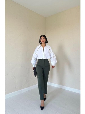 Modavera Haki Pensli ve Dar Paça Pantolon