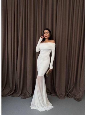 Modavera Tül Detaylı Straplez Elbise