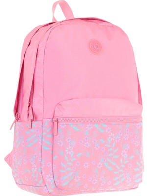 Kaukko Soft Floral Kız Çocuk Üç Bölmeli Pembe Çiçekli Okul Sırt Çantası - K1794