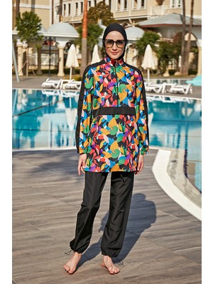 Remsa Paraşüt Tam Kapalı Tesettür Mayo R4703 Sariye Siyah