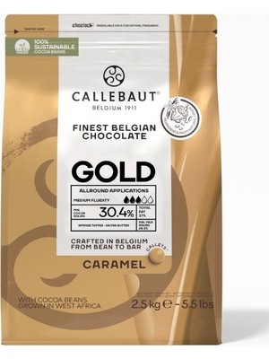 Callebaut Gold Karamel Kuvertür Drop Çikolata 2.5 Kg %30.4 Kakao Oranı ile Yoğun Lezzet