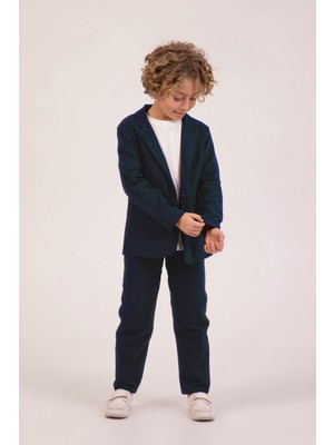 Yazlık 3 Parça Ceketli Keten Erkek Çocuk Takım