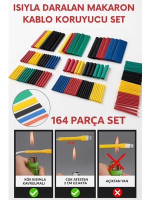 164 Parça Set Isıyla Daralan Makaron Kablo Koruyucu Kılıf