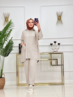 Nisum Keten Karışımlı Cepli Gömlek Takım