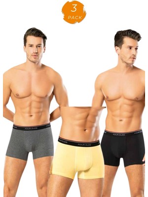 Looksense Erkek Dude 3 Lü Düz Likralı Boxer  1605