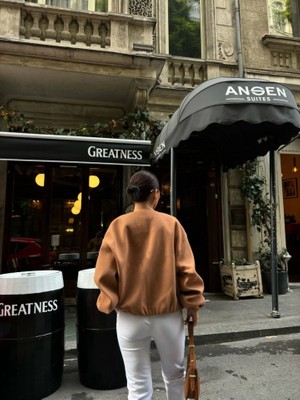 Modavera Kaşe Kaşmir Fermuarlı Ceket - Kahve