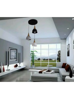 Mylights Siyah Üçlü Metal Sarkıt Avize  Salon Avize  Mutfak Avize Oda Avize