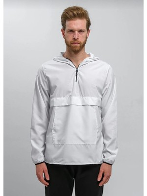 Erkek Siyah Fermuarlı Kanguru Cepli Yağmurluk