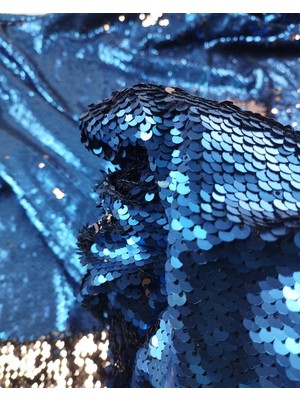 Mavi Lame Renklerde Çift Taraflı Pul Payet (En  130 cm x Boy  280 Cm)