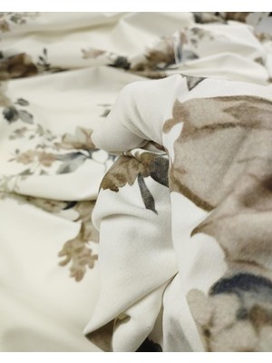 Ekru Üzeri Küllü Çiçekli Iki Ip Penye En: 160