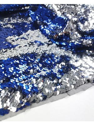 Lame Lacivert Renkli Çift Taraflı Pul Payet (En  130 cm x Boy  290 Cm)