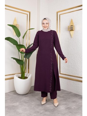 Inci Detaylı Tesettür Ikili Takım Gül Kurusu