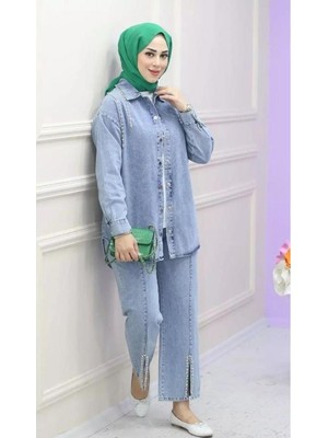 Kadın Kot Ceket Pantolon Ikili Kot Takım