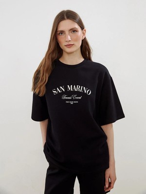 Lcw Vision  Bisiklet Yaka San Marino Baskılı Kadın Tişört  (S5)