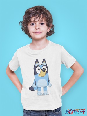 Bumeta Bluey Sevimli Köpek Kardeşler Bluey Çocuk Tişört T-Shirt