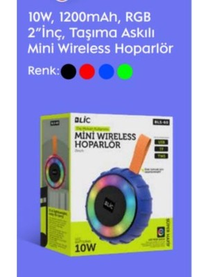 Aydoğan Ticaret44  BLS60 Taşınabilir Bluetooth 1200 Mah.tf/usb/aux Girişli Hoparlör