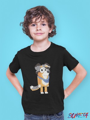Bumeta Bluey Sevimli Köpek Kardeşler Frisky Çocuk Tişört T-Shirt