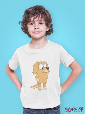 Bumeta Bluey Sevimli Köpek Kardeşler Honey Çocuk Tişört T-Shirt