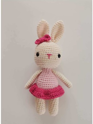 Elite Süslü Minik Kız Tavşan Organik Örgü Oyuncak,amigurumi Bebek/el Işi Oyuncak/bebek Hediyesi 1 Adet