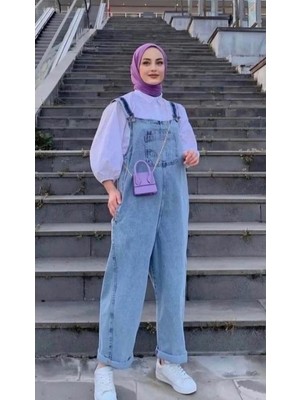 Harman Butik Kadın Askılı Kot Tulum Günlük Kullanım